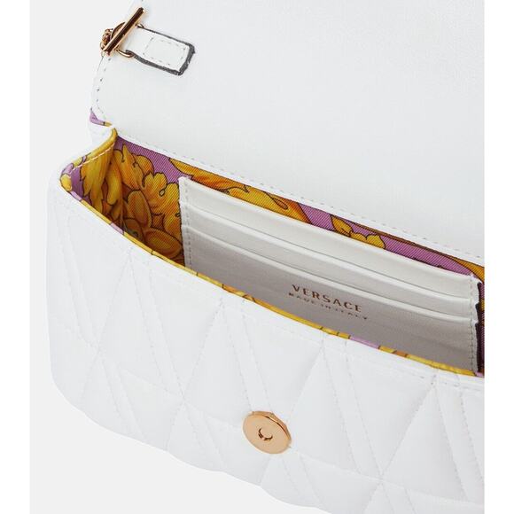 NWT Versace Virtus Mini White Quilted Leather Crossbody Bag with Gold Chain - Picture 5 of 15
